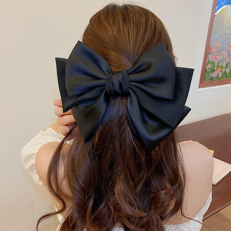 Big Large Satin Bow Ribbon Hair Clip Fashion Elegant Temperament Women Girls Ponytail Clip Ribbon Hair Clips Wedding Hair Accessories Gifts