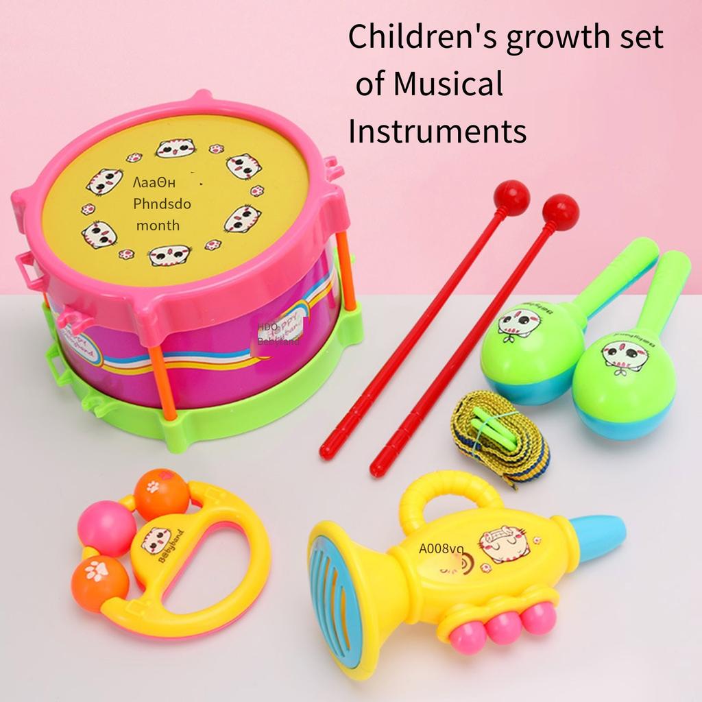 Toddler Percussion Instrument Educational Auditory Development Musical Toy With Drumsticks Trumpet Sand Hammer for Baby
