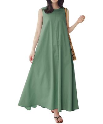 Kobe Lettuce Maxi Stylish Summer Green Size M Women's Wrinkle-Resistant Dress, Dress, Sleeveless, [E3264],