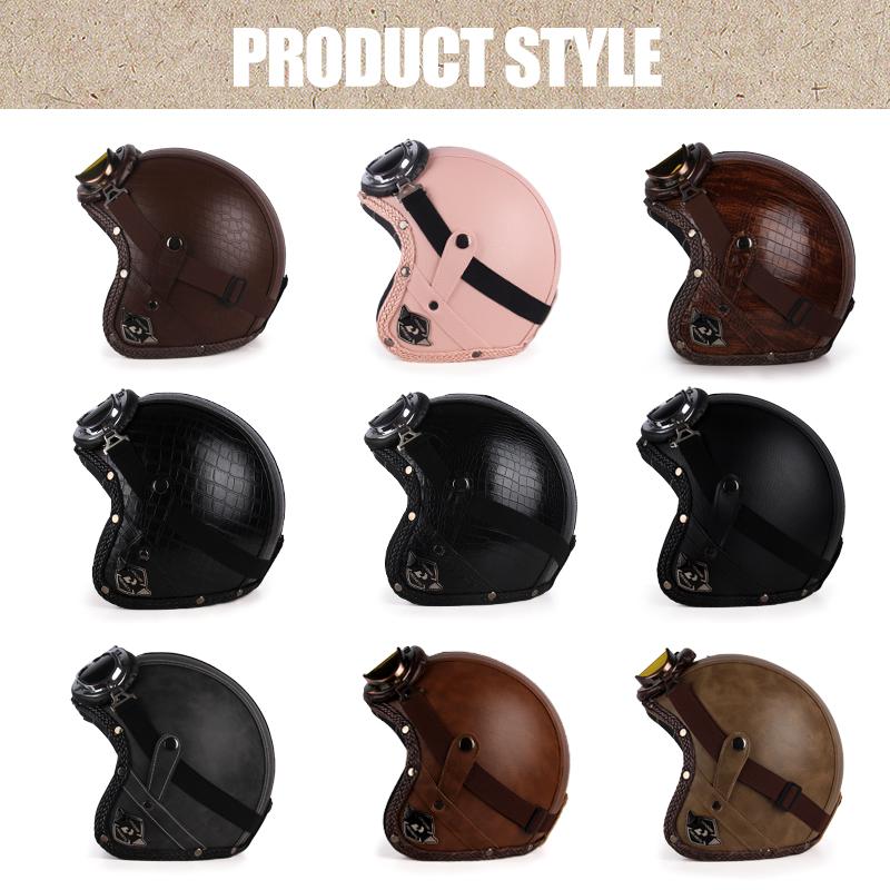 DOT Approved Vintage Motorcycle Helmet 3/4 Open Helmet Scooter Capacetes Motorcycle Equipment