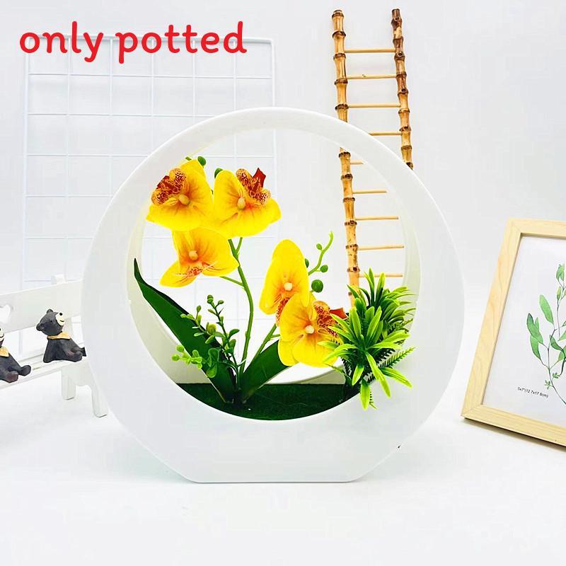Flower Phalaenopsis Simulated Potted Moon Shaped Decorative Wall Pendant