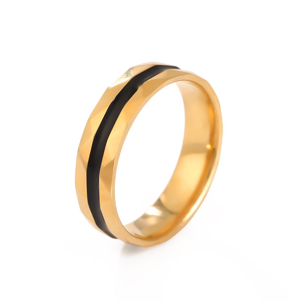 6mm Wide Black Enamel Multi-faceted Geometric Ring Women Men Minimalist Trendy Rings Couple Jewelry Wedding Gift