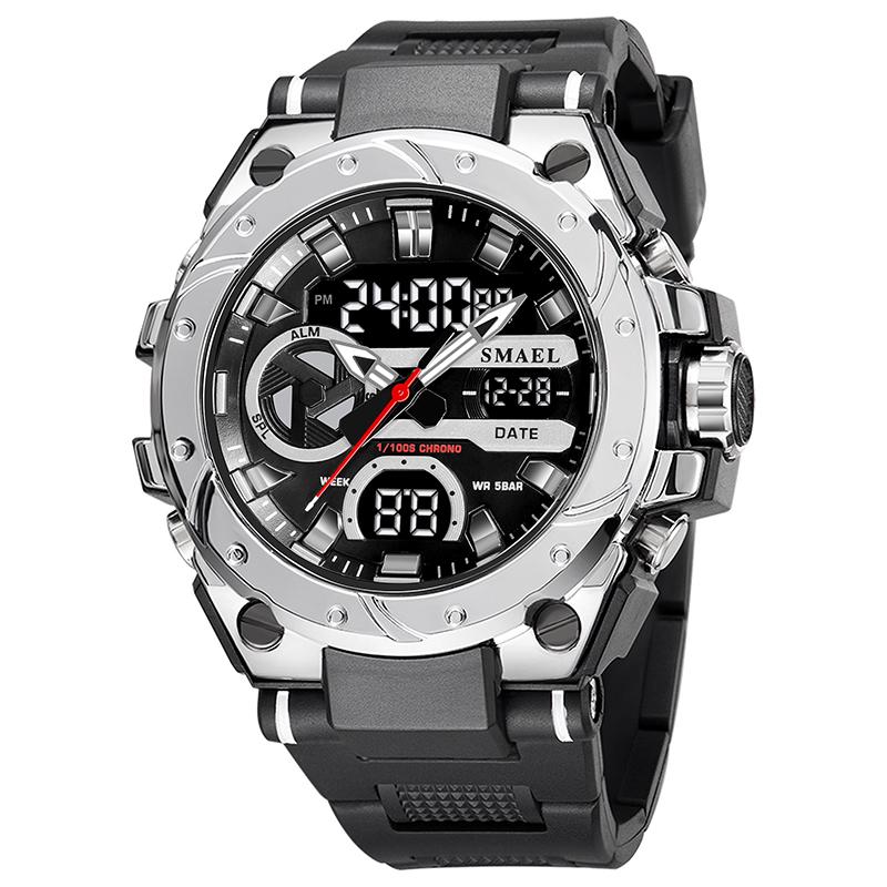 Brand Sport Watches 50M Wateproof Dual Time Display Watches LED 8029 Stopwatches Alarm Multifunctional Men's Wristwatches