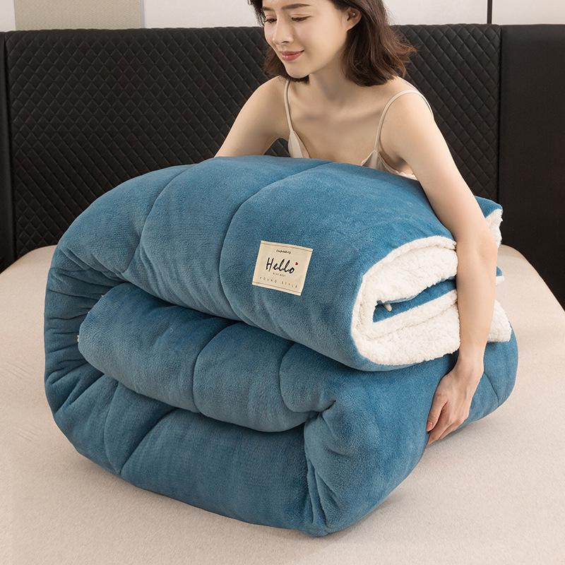 

Однотонное двухстороннее бархатное одеяло из овечьей шерсти для осени/зимы 180x220cm 10 jin