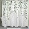 1 Piece Green Leaf Print Polyester Shower Curtain - With Hooks, Machine Washable, Bathroom Decor With Botanical Pattern
