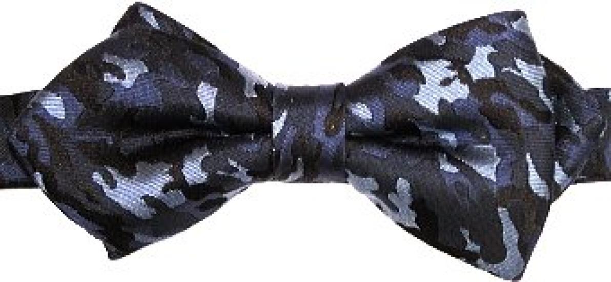 

[D+Arts] Bow Tie, Camouflage Pattern, Silk, Made in Japan, Kyoto Nishijin Weave, Simple Fastener (Blue) [Apparel & Shoes]