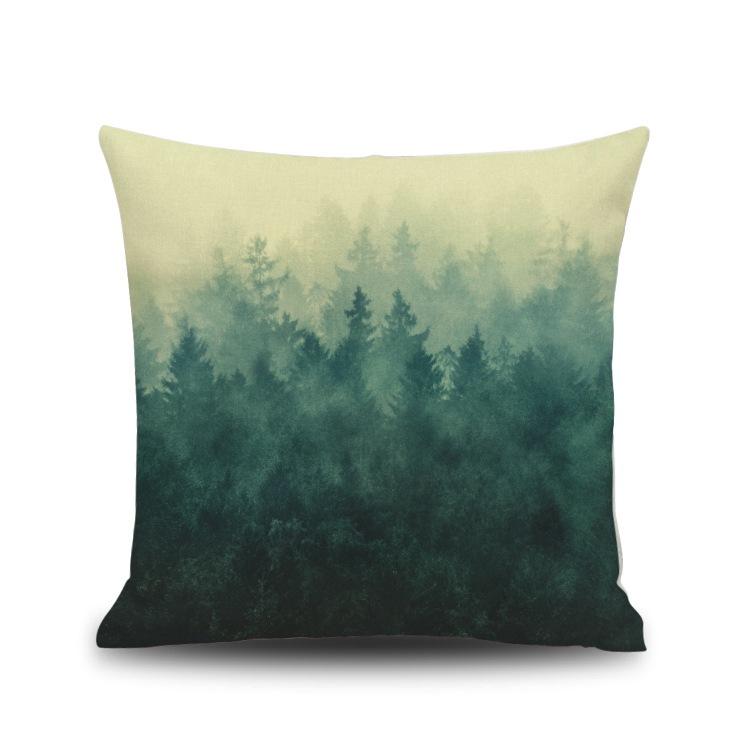 Small Fresh Green Abstract Animal Digital Printed Linen Pillow Nap Office Cushion Pillow Cover