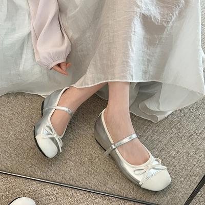 French Round Head Inner Height Increase Flat Bottom Shallow Mouth Single Shoes Women's 2025 New Spring and Autumn Versatile Skirt Mary Jane Single Sh
