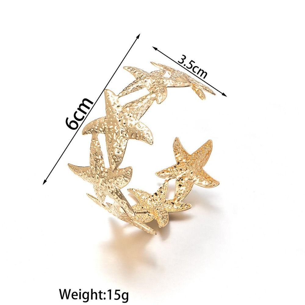 1 PCS Adjustable Metal Starfish Bangle Exaggerated Design Geometric Bracelet New Cuff Bracelet