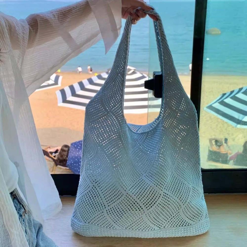 Faltbare Böhmische Häkeltasche Aufwendiges Hohlmuster Gestrickte Umhängetasche Fotografie Requisite