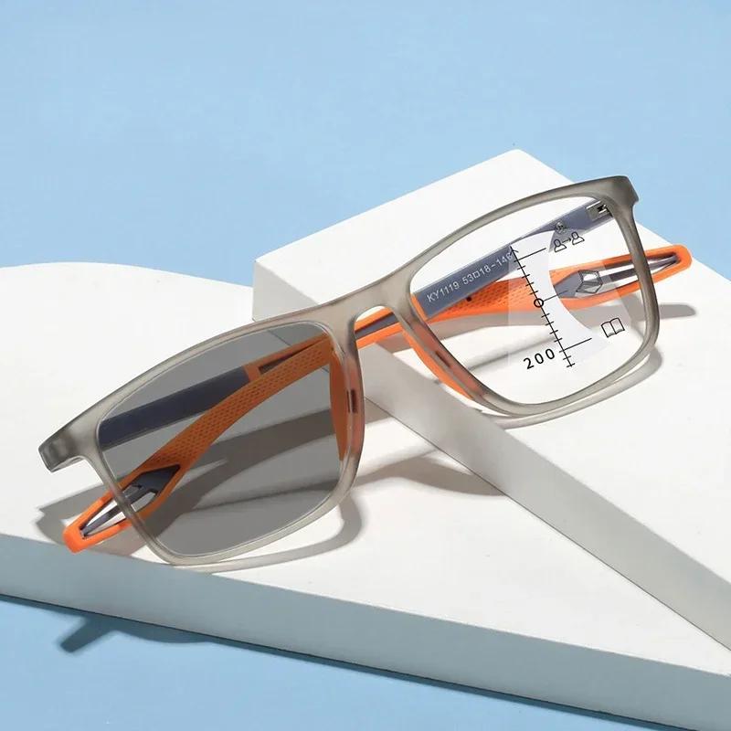 Vintage  Photochromic Reading Glasses Anti Blue Light Multifocal Presbyopia Eyeglasses Color Changing Far Near Sight Eyewear