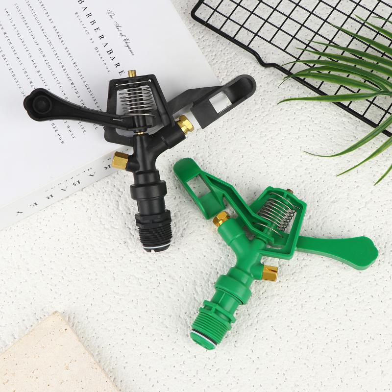 Plastic Rocker Arm Double Spray Lawn Irrigation Nozzle 3/4" Male Thread 360 Degree Angle Rotating Sprinkler Head For Garden