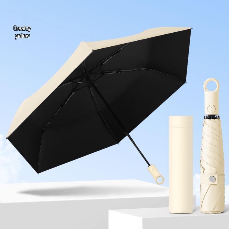 Fully Automatic Five-Fold Umbrella with Black Glue Sunscreen, UV Protection, and Dual-Use for Rain or Shine