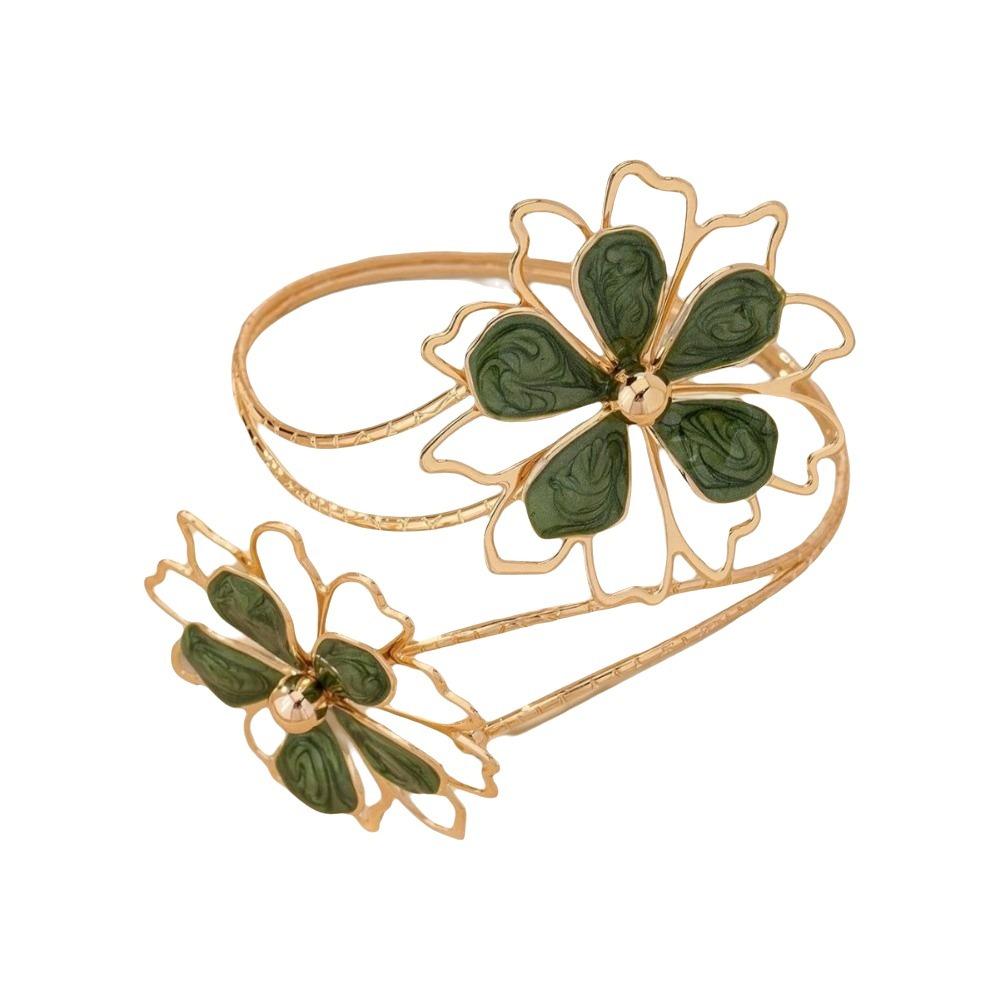 Floral Flower Bracelet Enamel Glaze Armband Fairy Open Arm Bangle  Party
