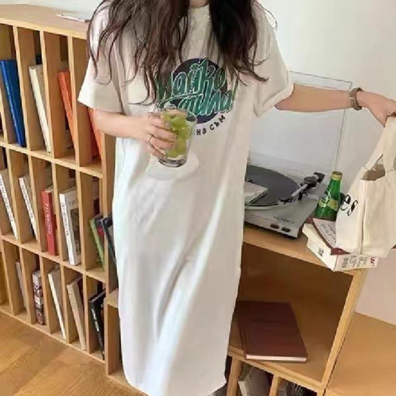 YYFS Dámská móda Léto Jaro 1/2 rukávy Kulatý výstřih Volný pas Ležérní šaty