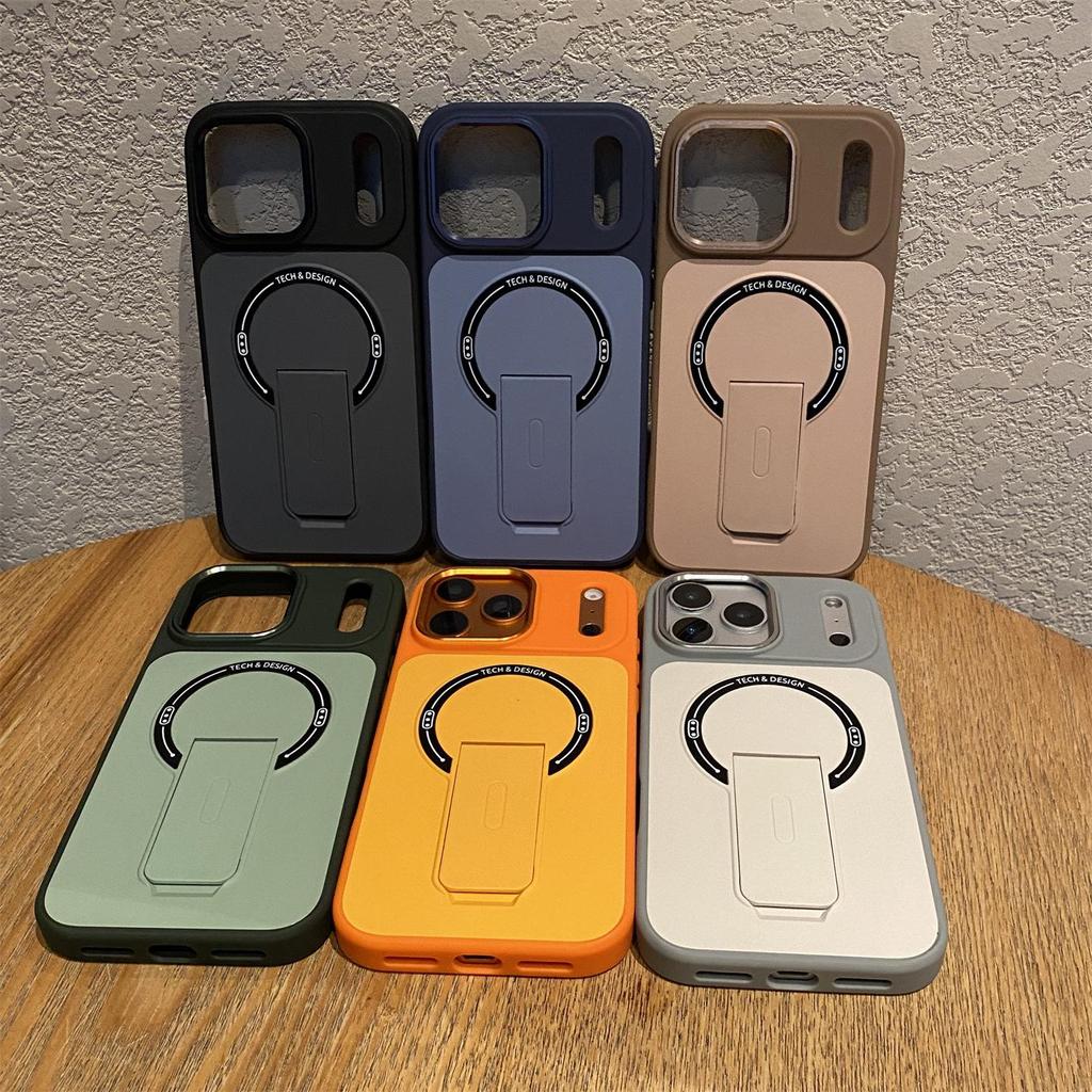 Contrast Color Magnetic Stand Case for Apple iPhone 13/14Pro/15/16 Pro Max - Drop-proof and Creative Design