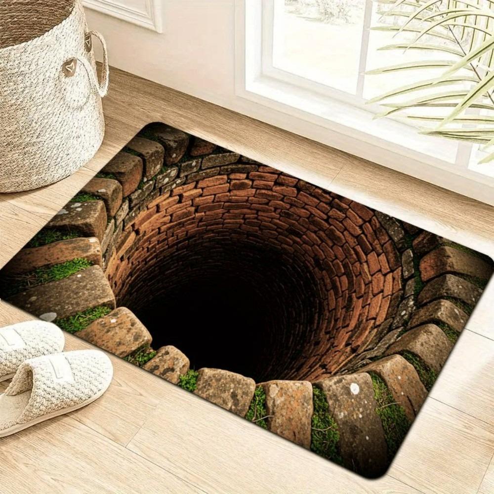 

3D Flat Optical Illusion Doormat Non-slip Lifelike Bathroom Carpet Water-absorbing Durable Bedroom Door Rug Entrance Decor 40-60CM