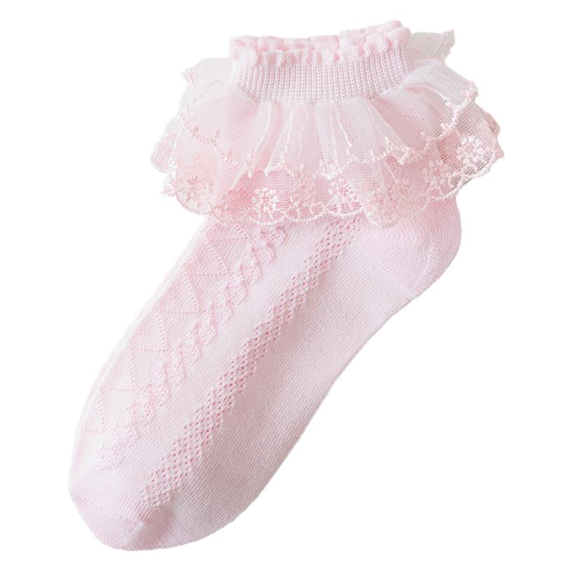 Baby Girls Socks Princess Double Layered Lace Ruffles Socks Breathable Toddler Kids Lace Dressy Short Socks
