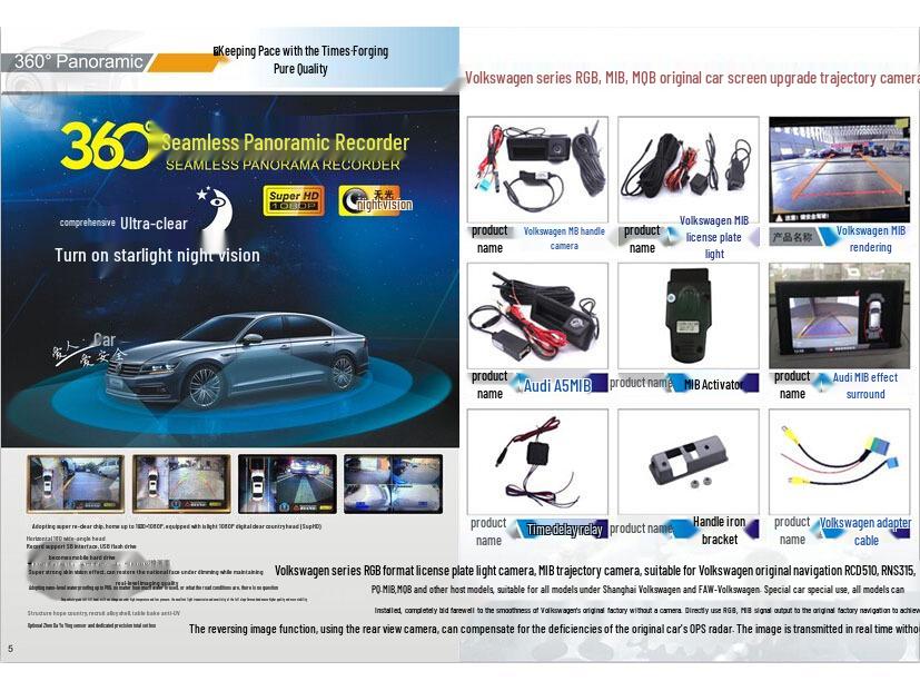 US License Plate Frame with 4 Lights & HD Reversing Camera - Universal Car Rearview Holder