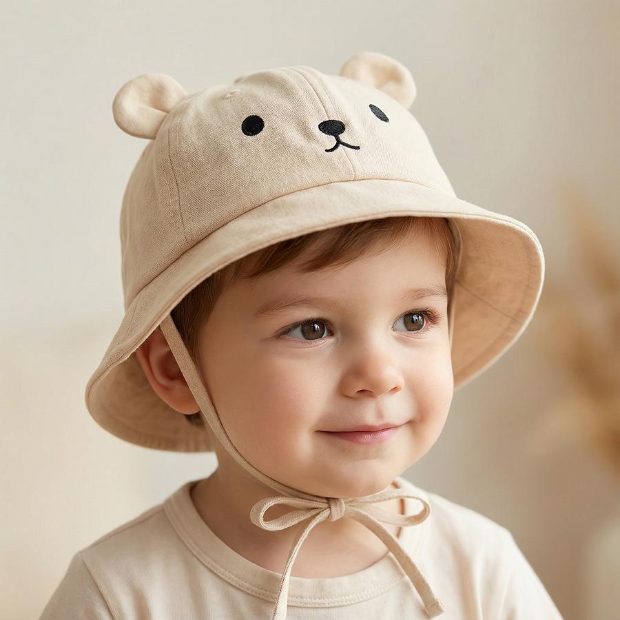 

Spring and Summer Korean-style baby super cute little bear fishing hat for both boys and girls, a lightweight sun protection and 1-2Y бежевый