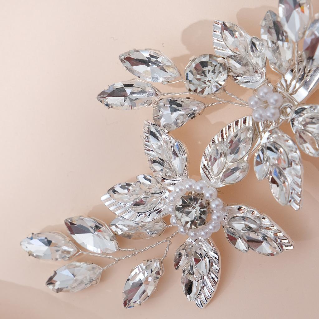 New Handmade Bridal Hair Clip with High-end Feel and Versatile Hair Trimming Edge Clip Alloy Rhinestone Pearl Duckbill Clip