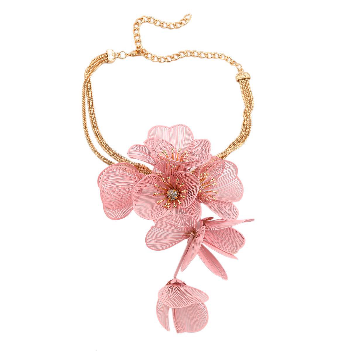 Элегантное цветочное свадебное колье - Роскошный длинный цветочный дизайн для свадеб розовый