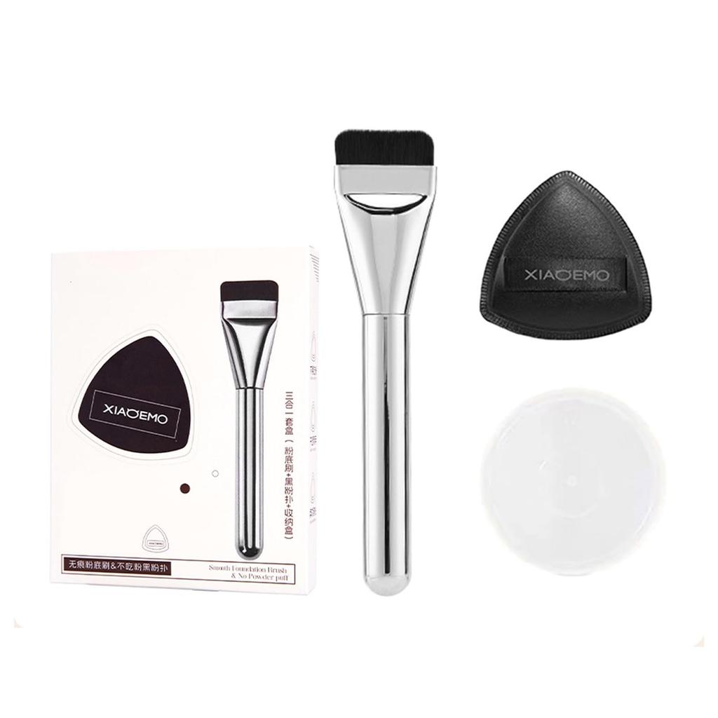 aopoka Makeup Brush Powder Puff Eyeshadow Brush Makeup Set for Sensitive Skin with Portable Pouch & Foundation, Concealer, (x2)