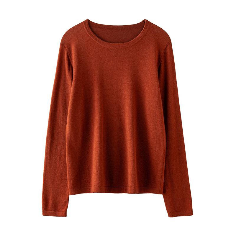 Yangzi Zhang Women's Versatile Fine Knit Wool Sweater - Loose Fit, Round Neck, Long Sleeve