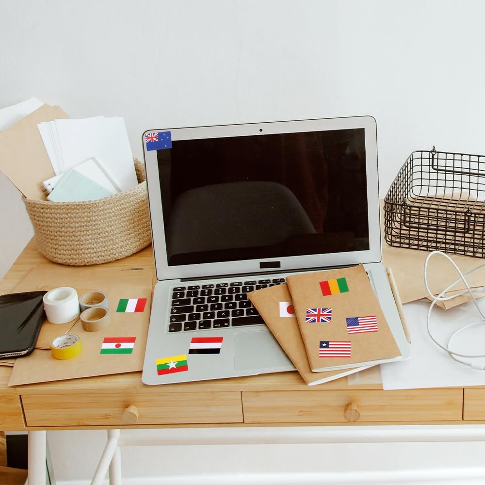 224PCS World Flags Stickers - 7 Sheets, Multi-Country Map & Football Team Decals for Travel, World Cup, Face & Laptop Decor