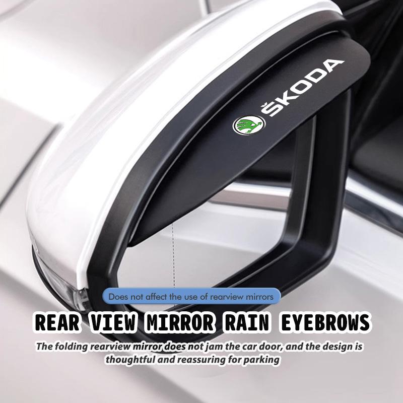 For Skoda 2PCS Soft Rubber Rearview Mirror Rain Eyebrow Styling Accessories Fabia Kamiq Superb Scala Enyaq-iV MK3 VisionS Yeti
