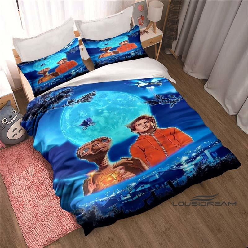 

E.T. the Extra-Terrestrial Cartoon-Print 3-Piece Bedding Set — Duvet Cover & Pillowcases | Suitable for Teens & Children 200X220cm