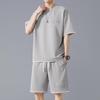 Men's Trendy Waffle Weave Sports Suit: Breathable Short Sleeve & Loose Fit Shorts Two-Piece Set