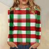 Women's Fashion Casual Christmas Print Round Neck Long Sleeve Decorative T-Shirt Top