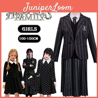 Wednesday Addams School Uniform Dress Polyester Cosplay Costume For Girls