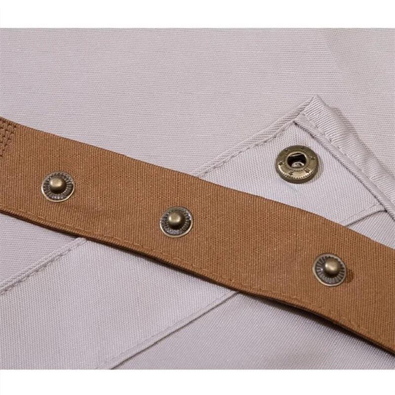 Customized Embroidery Print Logo Signature Waterproof Kitchen Home Chef Baking Clothes With Pockets Adult Bib Waist Bag Aprons