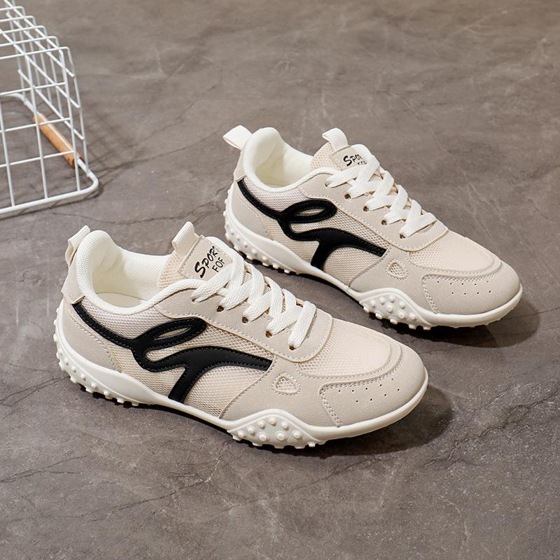 2025 New Thick Bottom White Womens Ladies Lace Up Fashion Sports Slip On Shoes - Korean Breathable Mesh Sneakers