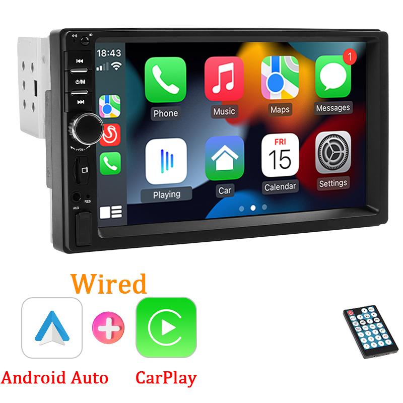 Carplay Android Auto7 Inch 1 Din Car Radio MP5 Multimedia Player Touch Screen FM ISO Power Aux Input USB Mirror Link Universal A