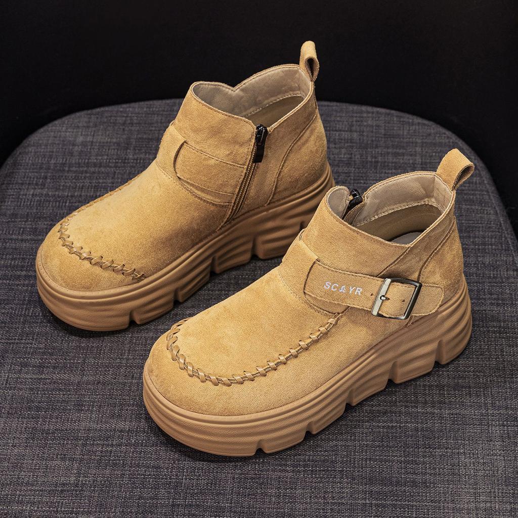 New Women's Shoes, Retro Thick-soled Height-increasing Casual Shoes, Versatile Women's Boots