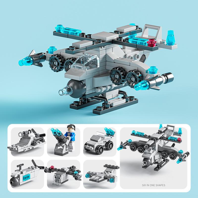 6 in 1 Mega City Building Set - Police Car, Fire Truck, Crane, Tank, Helicopter & More, Construction Engineering Toys Gift