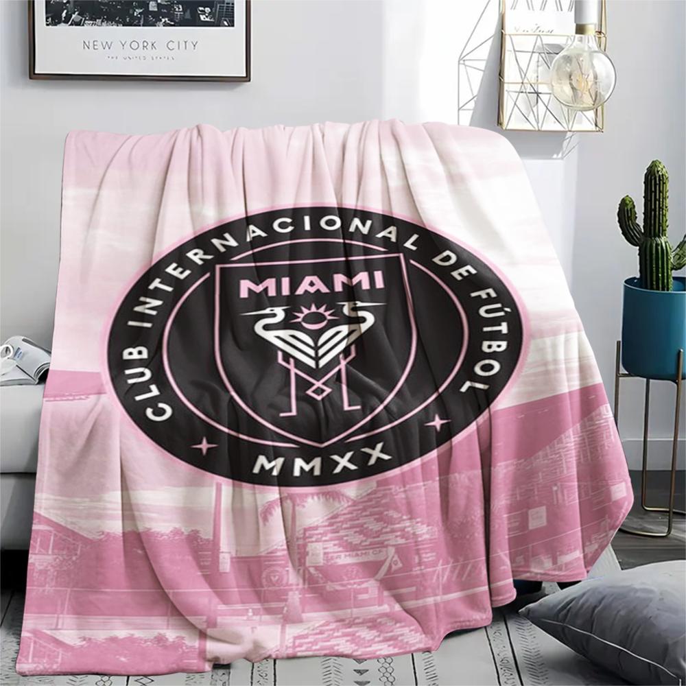 1 Stück Inter Miami CF Aufdruck Flanelldecke, Hohe Qualität, Bequem für Alle Jahreszeiten, Heimdekoration, Wärme und Komfort, Perfekt für Weihnachtsgeschenke
