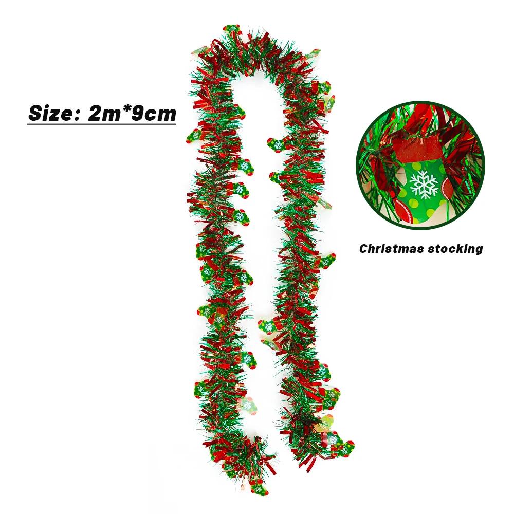 2/20M Christmas Color Ribbons Garland DIY Xmas Tree Wrapping Ribbons Snowman Bear Cane Garland Strips New Year Party Decoration