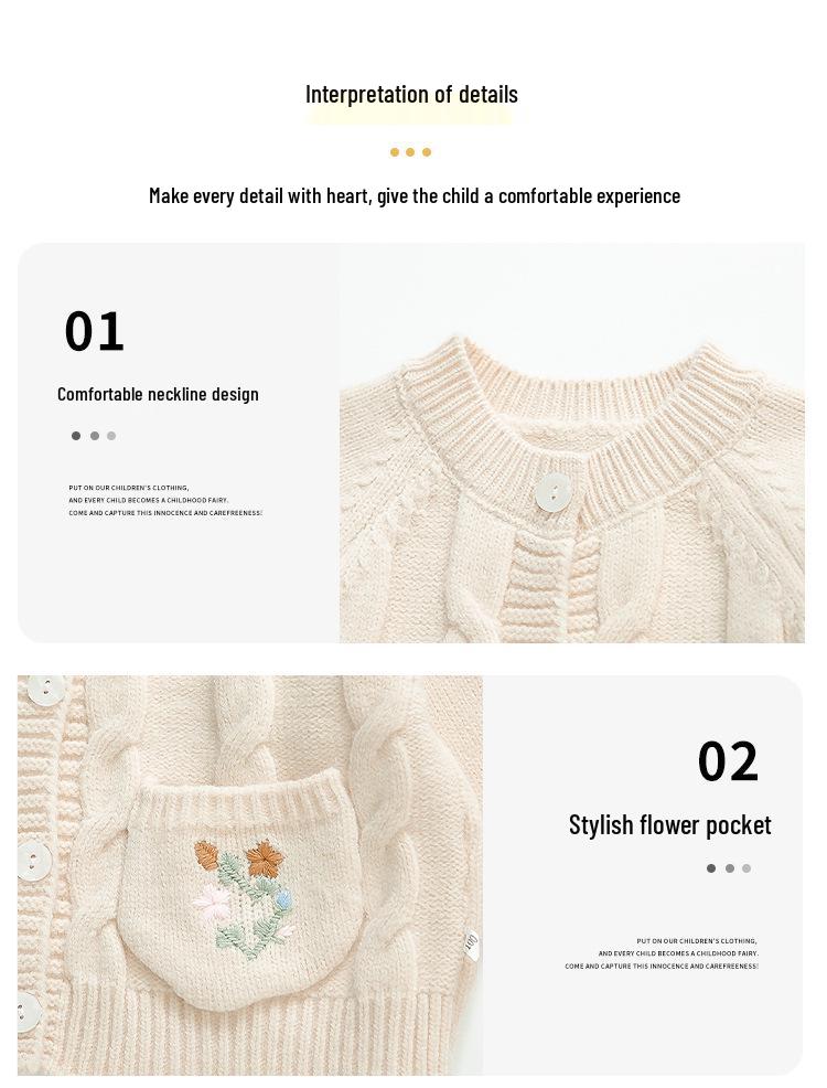 Dívčí kardigan a outfit podzim 2025: Jarní/podzimní dvoudílný set v korejském stylu