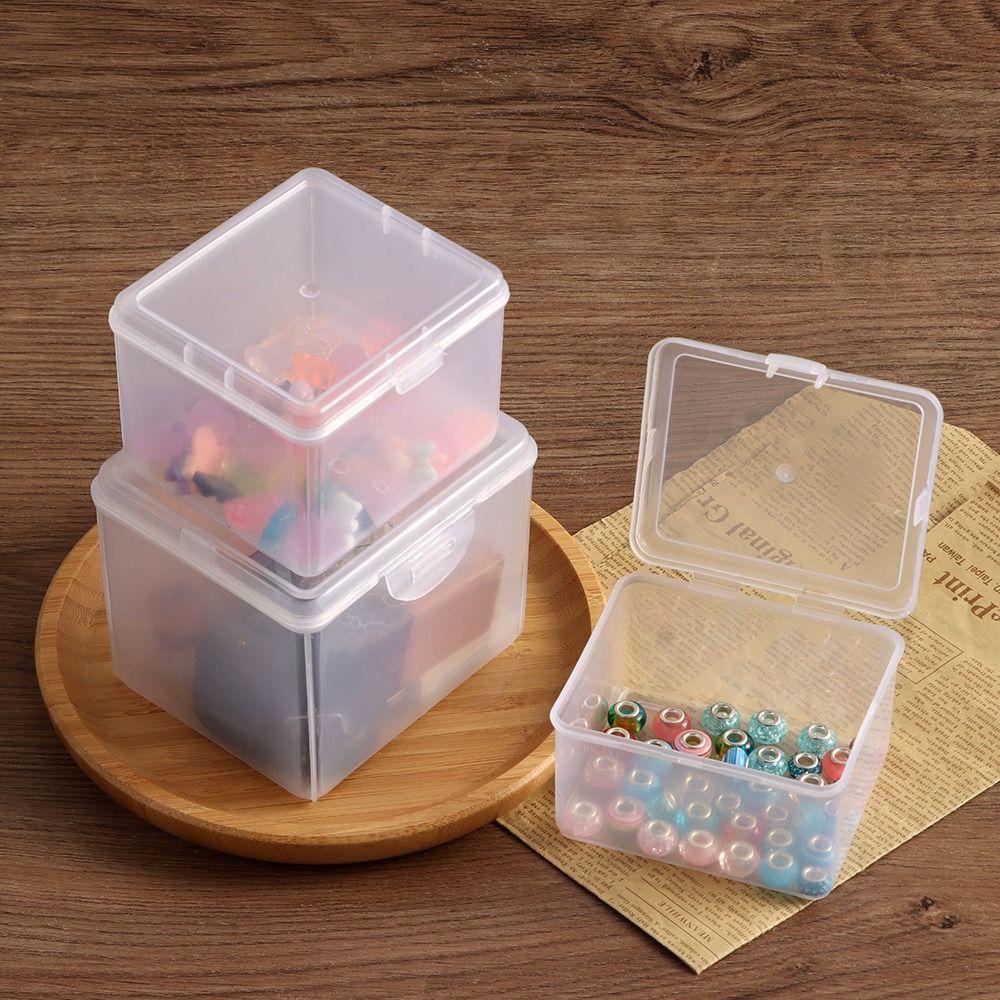1Pcs with Lid Storage Box Multi-purpose Rectangular Shape Storage Case Clear Plastic Small Thing Container