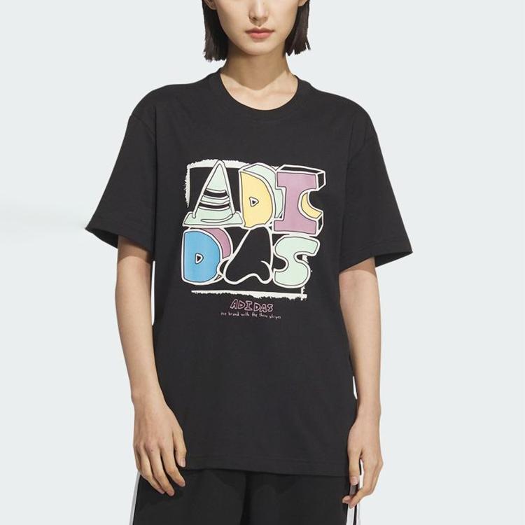 Adidas Casual Comfortable Soft Skin-Friendly Short Sleeve T-Shirt Unisex Tops Black KB2829