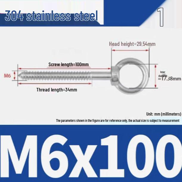 304 Stainless Steel Self-Tapping Eye Bolt with Ring Screw Hook