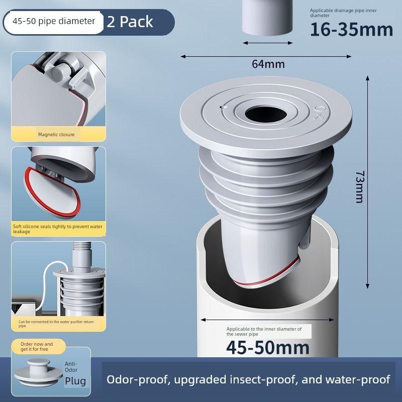 Universal 35-75mm Anti-Insect and Anti-Odor Sealing Plug, Anti-Overflow Sewer Three-Way Connector, Anti-Odor Shield Floor Drain Cover