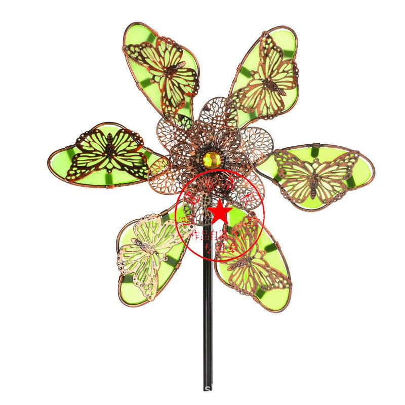 2024 New Metal Craftsmanship Ornaments Luminous Butterfly Inserts Patio Outdoor Decoration Wrought Iron Windmill