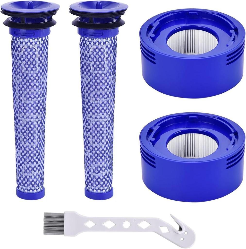 Filter Replacement for Dyson V7 V8 SV10 Animal Absolute Motorhead Cordless Vacuum Cleaner, 2 Post Motor Filters & 2 Pre HEPA Filter Replacements