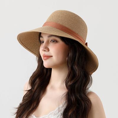 Summer Beach Sunscreen Sun Hat Outdoor Breathable Foldable Bow Bucket Hat