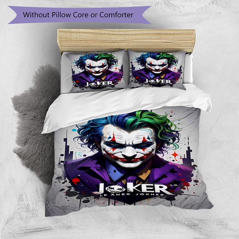 3pcs Joker Character Pattern Bedding Set Duvet Cover Set Includes Duvet Cover &pillowcases, Perfect All Season Bedroom Decoration & Gift